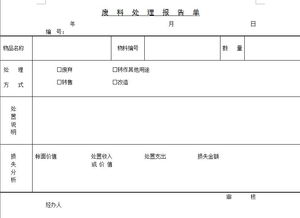 废品件处理单模板图片，废品处理清单